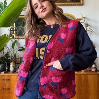 bordowa kamizelka w kwiaty to moje