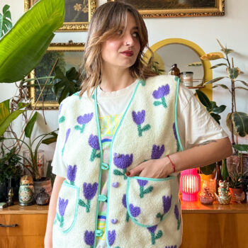 jasna kamizelka w fioletowe tulipany to moje