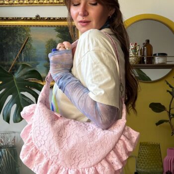 Torebka Rogalik koronkowa różowa